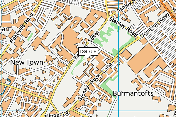 LS9 7UE map - OS VectorMap District (Ordnance Survey)