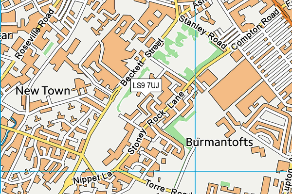 LS9 7UJ map - OS VectorMap District (Ordnance Survey)