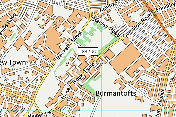 LS9 7UQ map - OS VectorMap District (Ordnance Survey)