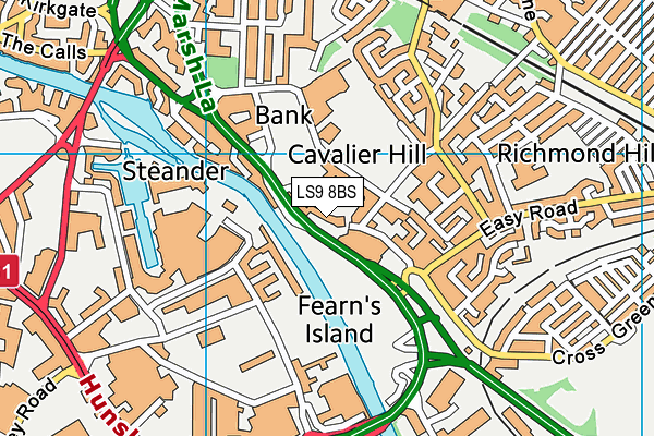 LS9 8BS map - OS VectorMap District (Ordnance Survey)