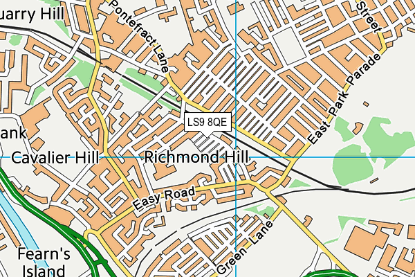 LS9 8QE map - OS VectorMap District (Ordnance Survey)