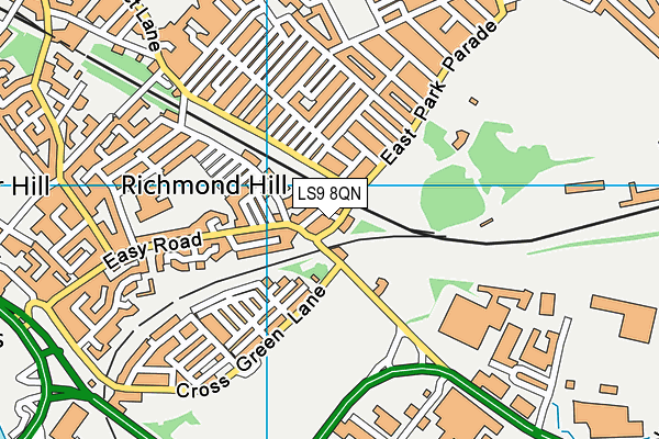 LS9 8QN map - OS VectorMap District (Ordnance Survey)