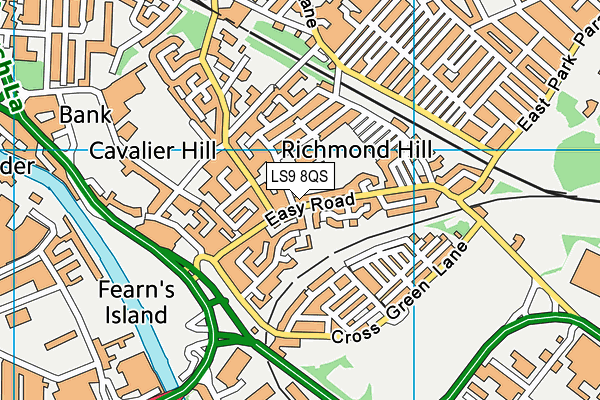 East Leeds Arlfc (Easy Road) map (LS9 8QS) - OS VectorMap District (Ordnance Survey)