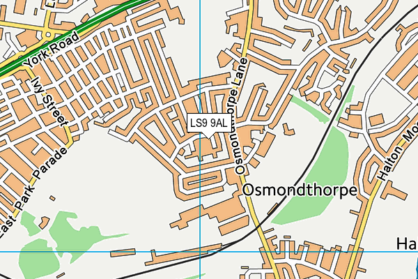 LS9 9AL map - OS VectorMap District (Ordnance Survey)
