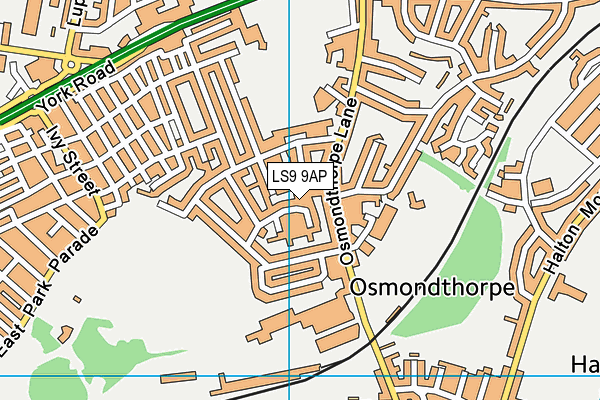 LS9 9AP map - OS VectorMap District (Ordnance Survey)