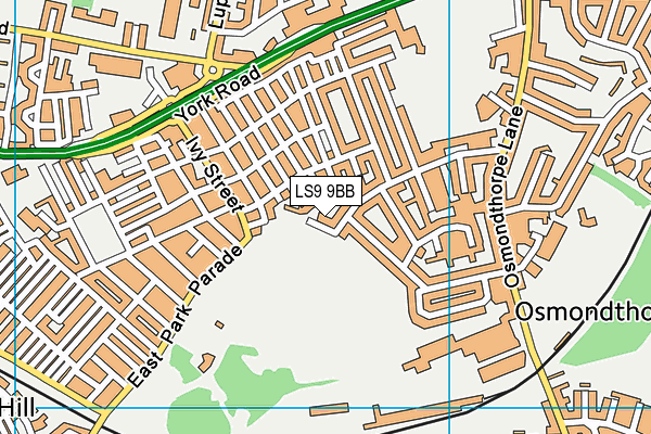 LS9 9BB map - OS VectorMap District (Ordnance Survey)