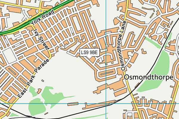 LS9 9BE map - OS VectorMap District (Ordnance Survey)