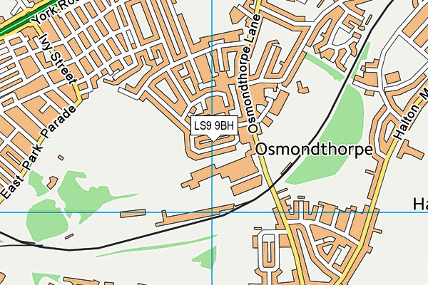LS9 9BH map - OS VectorMap District (Ordnance Survey)