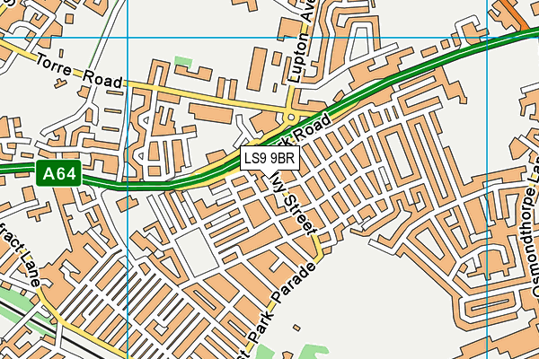 LS9 9BR map - OS VectorMap District (Ordnance Survey)