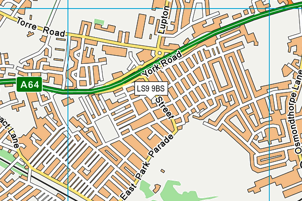 LS9 9BS map - OS VectorMap District (Ordnance Survey)