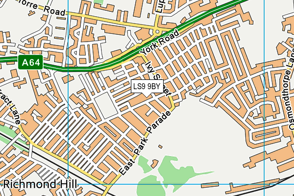 LS9 9BY map - OS VectorMap District (Ordnance Survey)