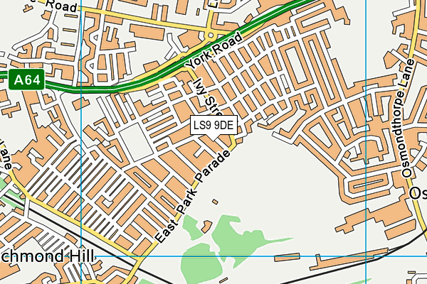 LS9 9DE map - OS VectorMap District (Ordnance Survey)