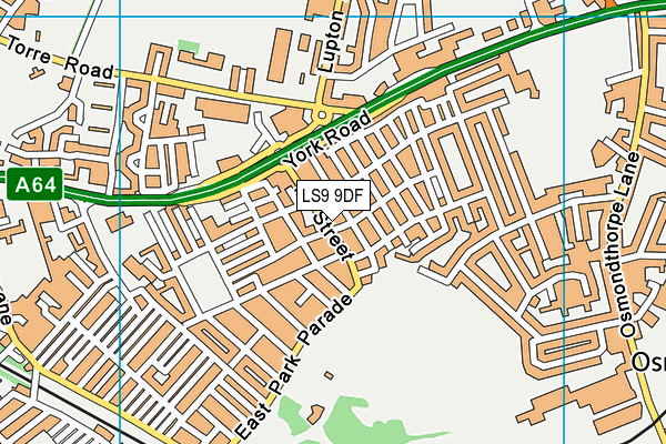 LS9 9DF map - OS VectorMap District (Ordnance Survey)