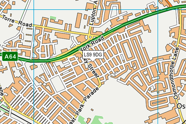 LS9 9DG map - OS VectorMap District (Ordnance Survey)