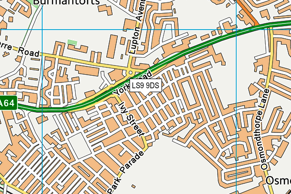 LS9 9DS map - OS VectorMap District (Ordnance Survey)