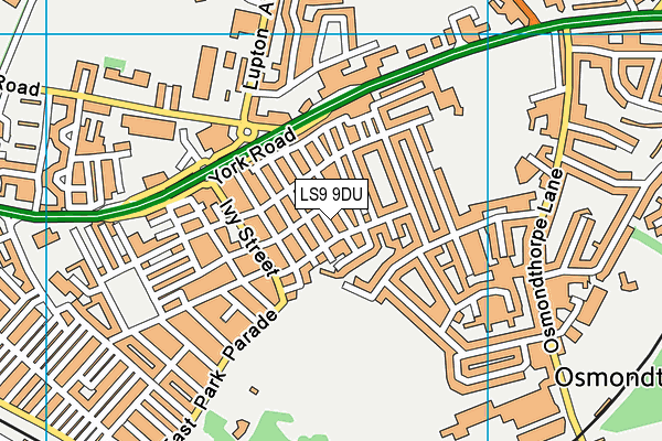 LS9 9DU map - OS VectorMap District (Ordnance Survey)