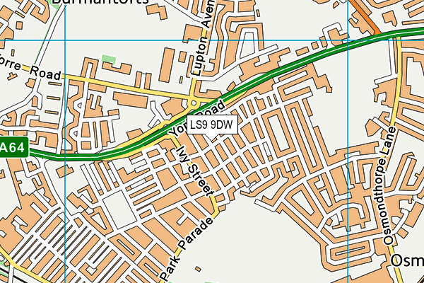 LS9 9DW map - OS VectorMap District (Ordnance Survey)