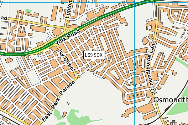 LS9 9DX map - OS VectorMap District (Ordnance Survey)
