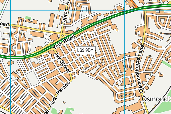 LS9 9DY map - OS VectorMap District (Ordnance Survey)