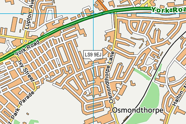 LS9 9EJ map - OS VectorMap District (Ordnance Survey)