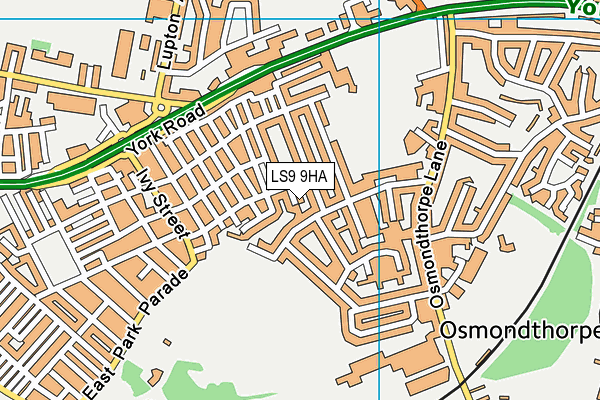 LS9 9HA map - OS VectorMap District (Ordnance Survey)