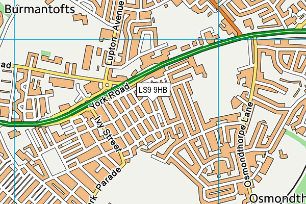 LS9 9HB map - OS VectorMap District (Ordnance Survey)
