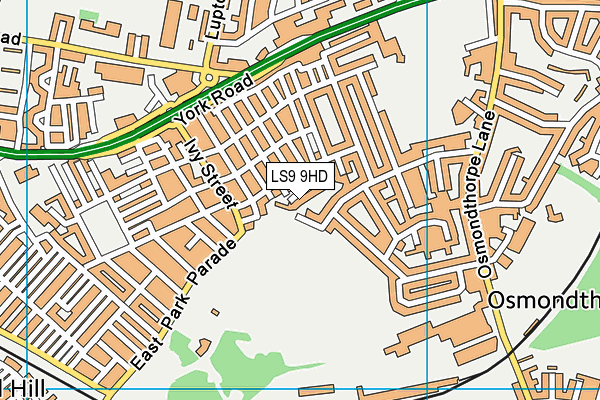 LS9 9HD map - OS VectorMap District (Ordnance Survey)