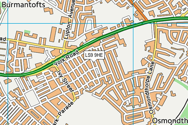 LS9 9HE map - OS VectorMap District (Ordnance Survey)