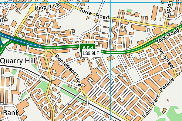 LS9 9LF map - OS VectorMap District (Ordnance Survey)