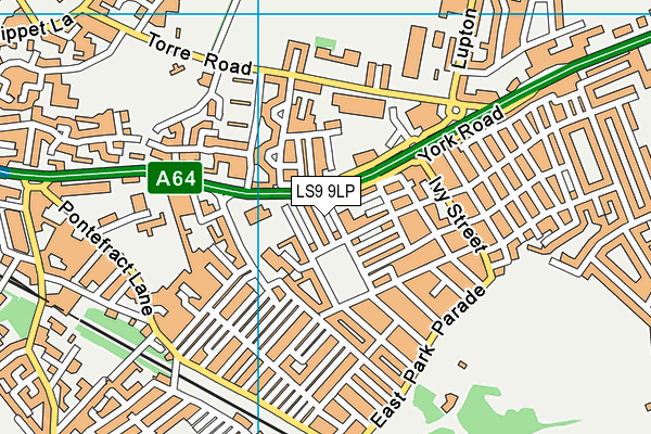 LS9 9LP map - OS VectorMap District (Ordnance Survey)