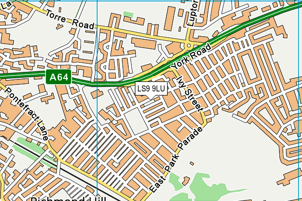 LS9 9LU map - OS VectorMap District (Ordnance Survey)