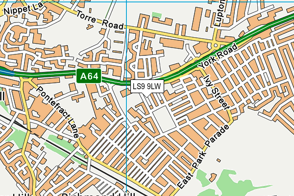 LS9 9LW map - OS VectorMap District (Ordnance Survey)