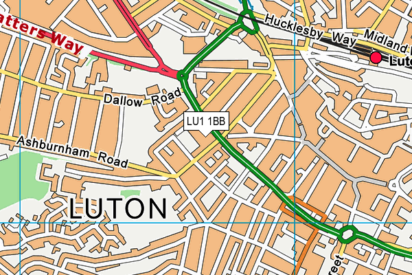 LU1 1BB map - OS VectorMap District (Ordnance Survey)