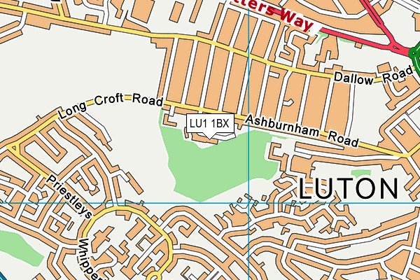 LU1 1BX map - OS VectorMap District (Ordnance Survey)