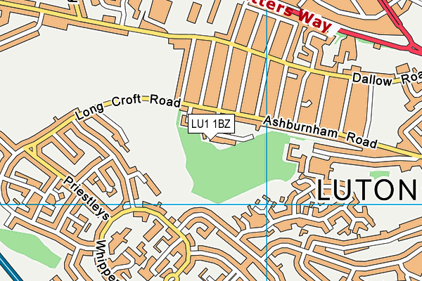 LU1 1BZ map - OS VectorMap District (Ordnance Survey)