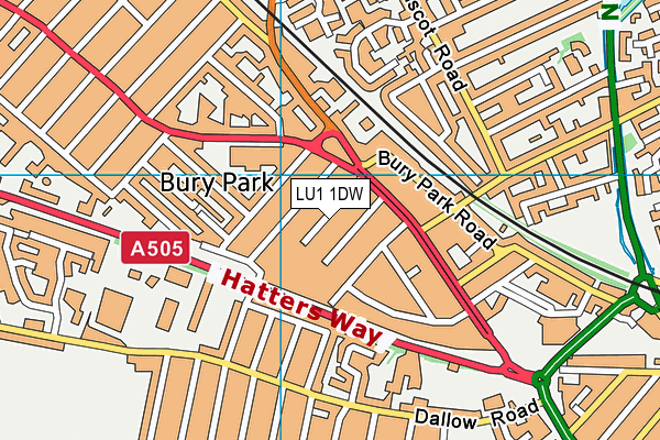 LU1 1DW map - OS VectorMap District (Ordnance Survey)