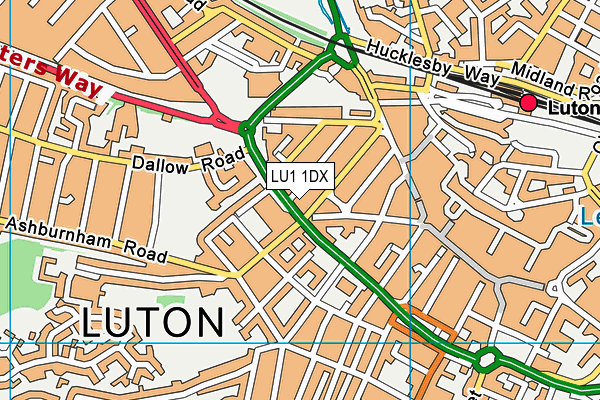 LU1 1DX map - OS VectorMap District (Ordnance Survey)