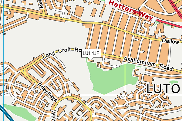 LU1 1JF map - OS VectorMap District (Ordnance Survey)