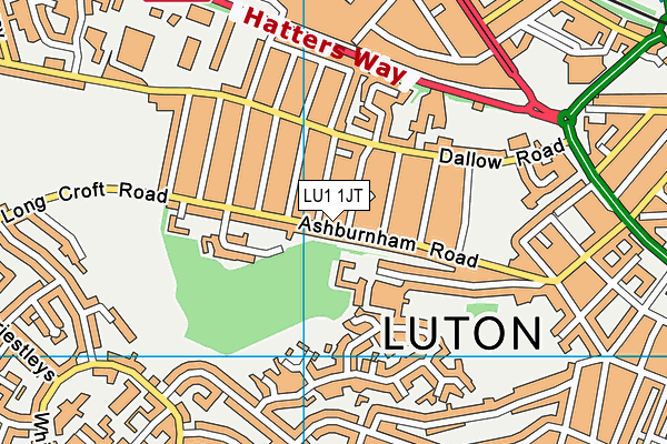 LU1 1JT map - OS VectorMap District (Ordnance Survey)