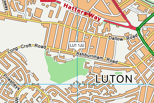 LU1 1JU map - OS VectorMap District (Ordnance Survey)