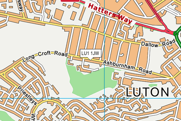 LU1 1JW map - OS VectorMap District (Ordnance Survey)