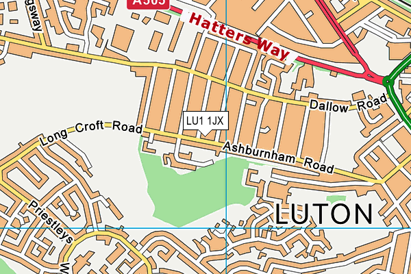 LU1 1JX map - OS VectorMap District (Ordnance Survey)