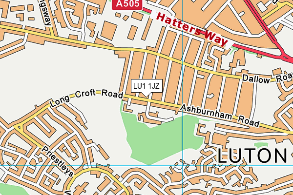 LU1 1JZ map - OS VectorMap District (Ordnance Survey)