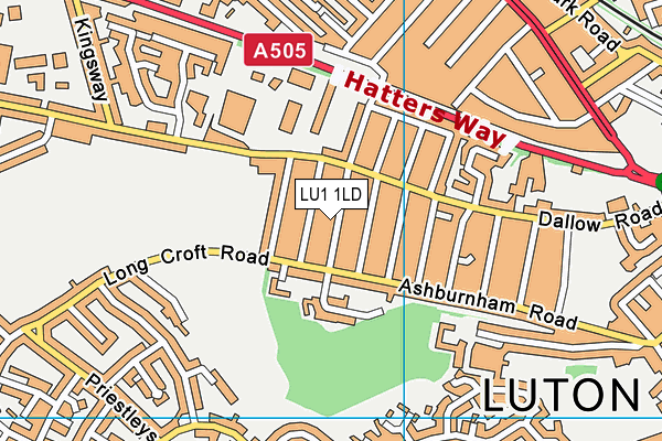 LU1 1LD map - OS VectorMap District (Ordnance Survey)