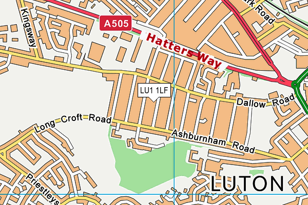LU1 1LF map - OS VectorMap District (Ordnance Survey)