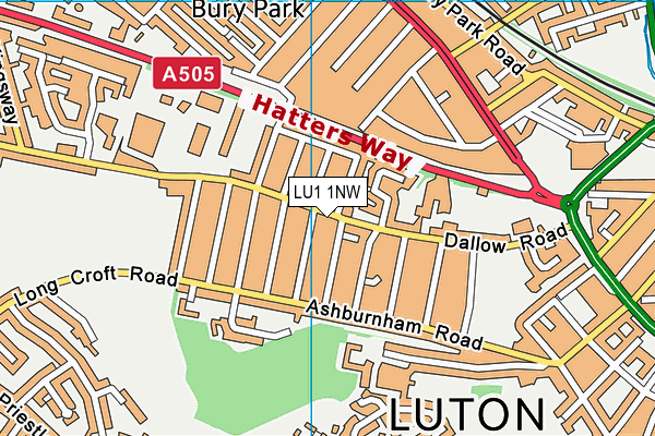 LU1 1NW map - OS VectorMap District (Ordnance Survey)