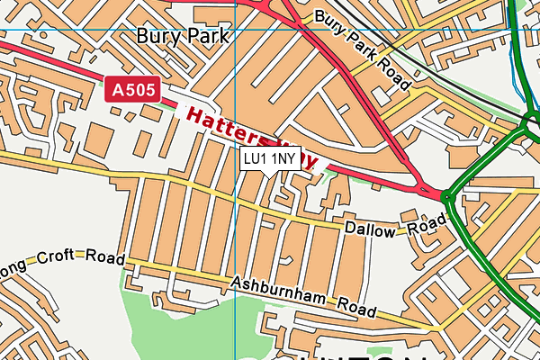 LU1 1NY map - OS VectorMap District (Ordnance Survey)