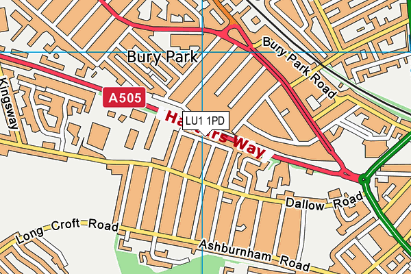 LU1 1PD map - OS VectorMap District (Ordnance Survey)