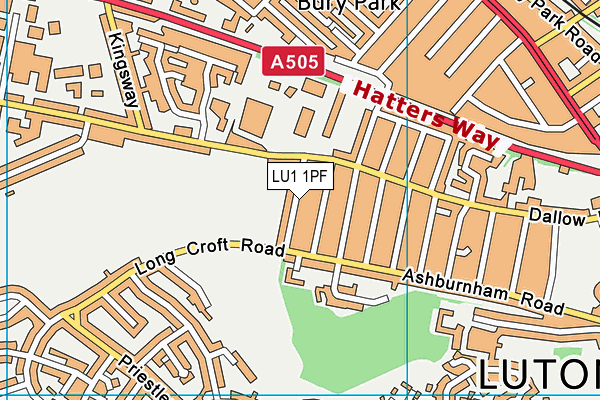 LU1 1PF map - OS VectorMap District (Ordnance Survey)