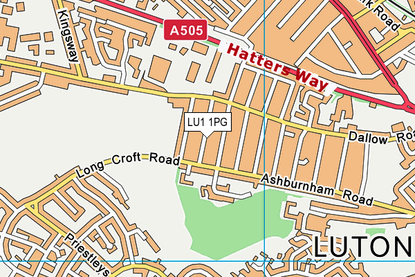 LU1 1PG map - OS VectorMap District (Ordnance Survey)